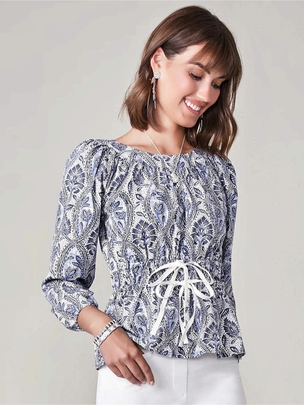 Spartina 449 Colette Blouse in Bellinger Arbor Denim Size M